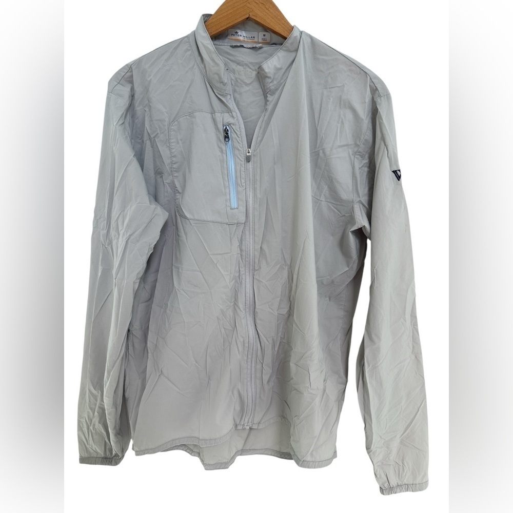 Peter Millar Featherlight Gray Golf Lightweight Wind Jacket Full Zip Size Medium
